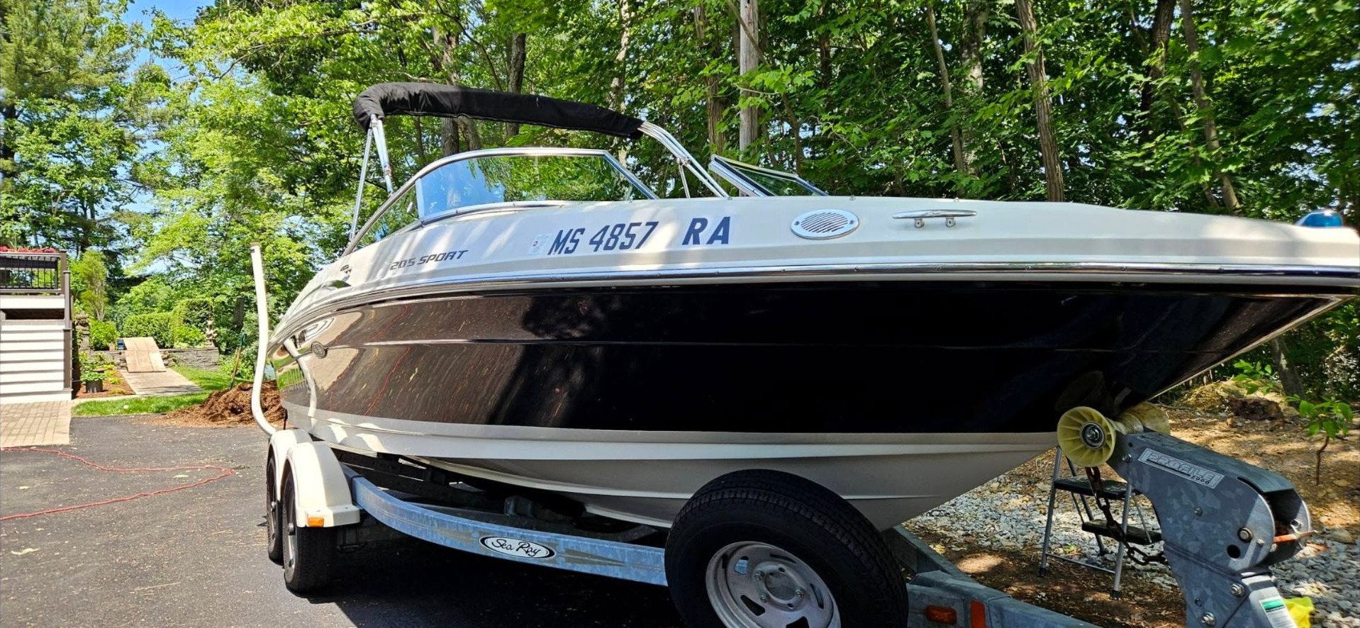 Sea Ray 205 Sport detailed and ready on the trailer