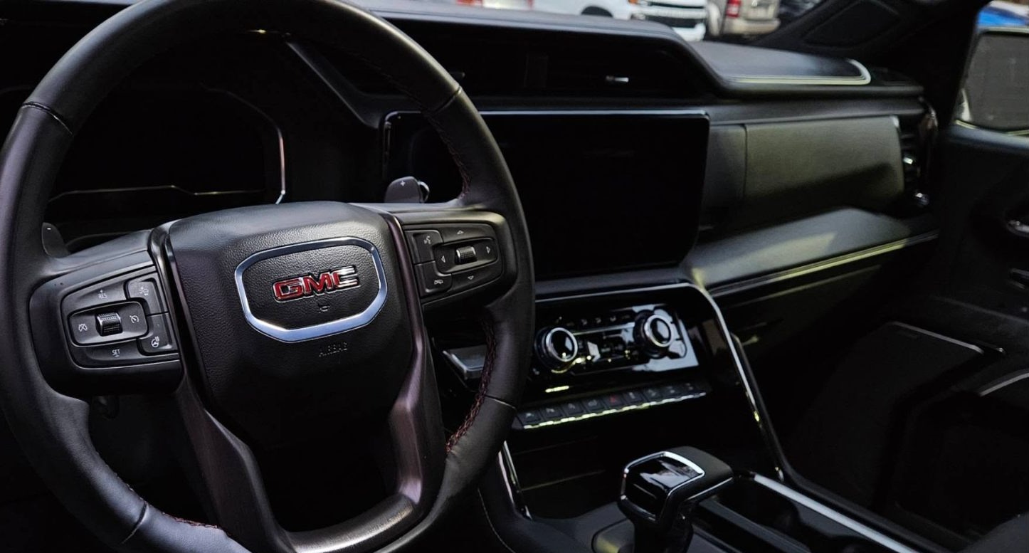 GMC cockpit and steering wheel detail
