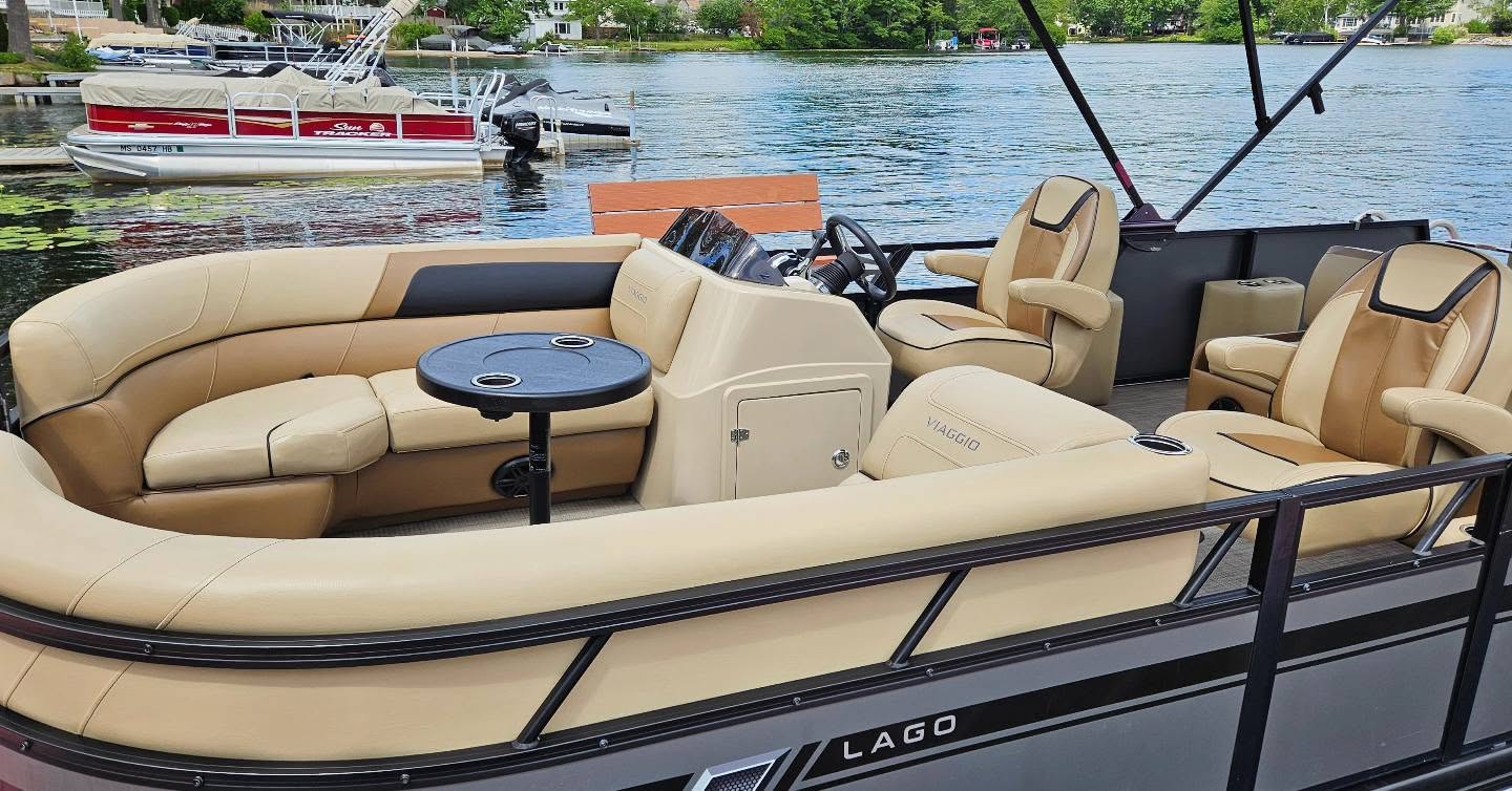 Lago pontoon bow seating cleaned and conditioned