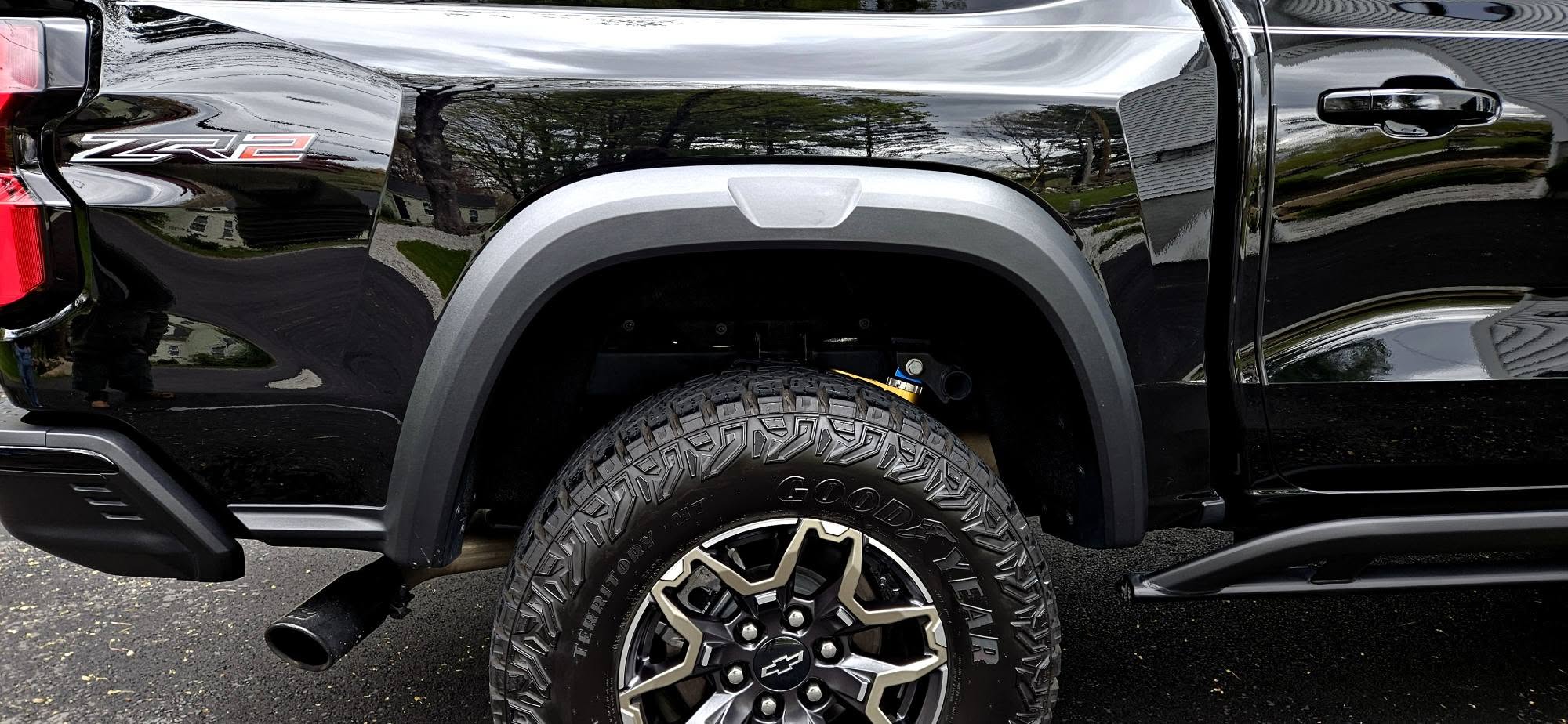 Chevy ZR2 bedside, fender, and Goodyear wheel detail