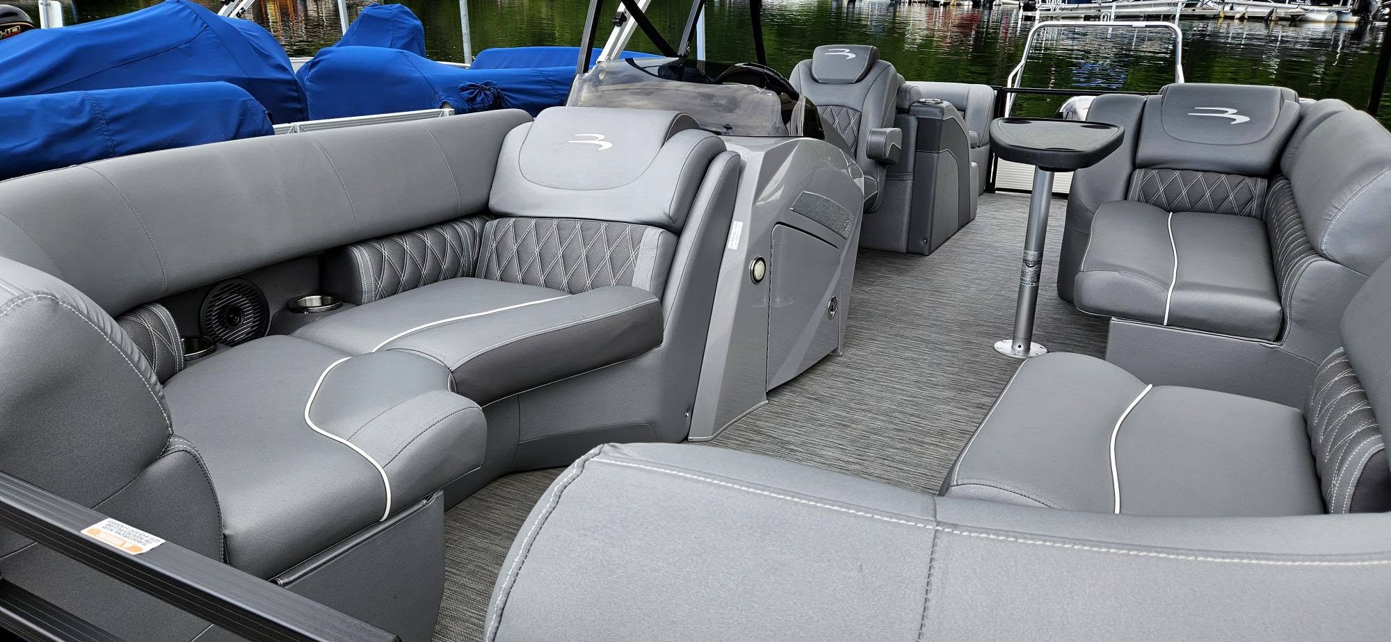 Bennington grey wraparound seating and bow lounge